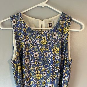 Anne Klein Sleeveless Midi Blue Yellow Dress Size 4